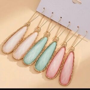 Mosaic 18k Gold Plated Water Drop Elegant Earrings 3 pair